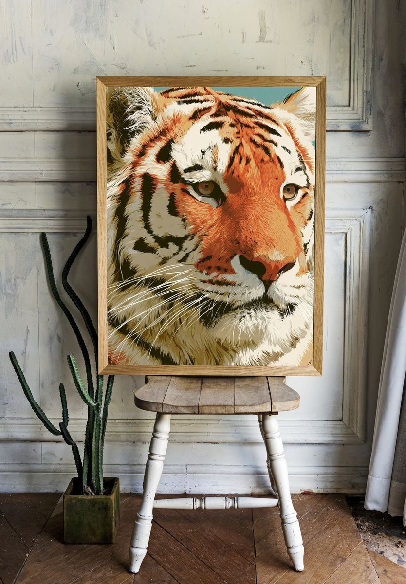 Tiger Portrait Illustration Poster. room preview