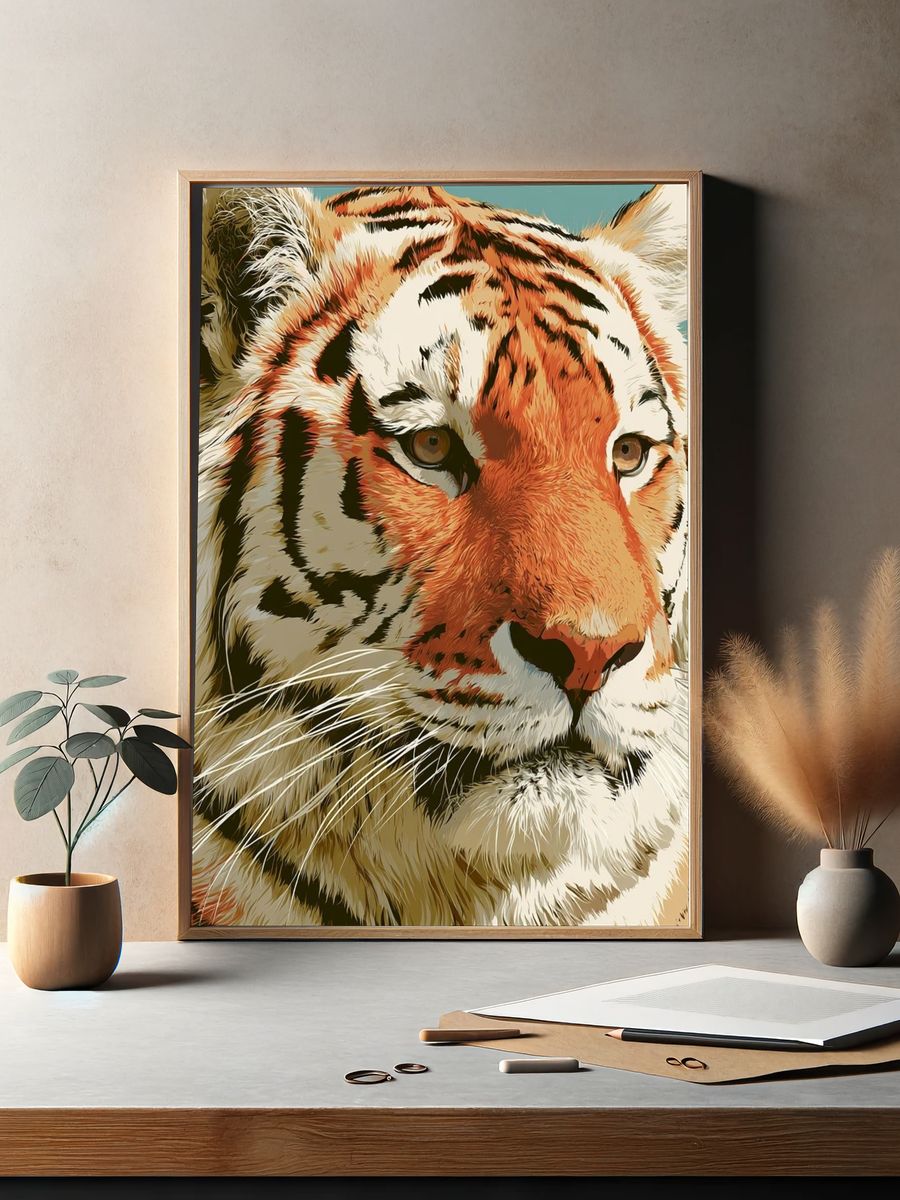 Tiger Portrait Illustration Poster. — room view 2