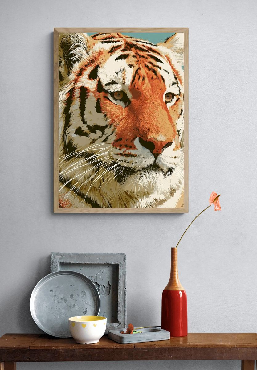 Tiger Portrait Illustration Poster. — room view 3