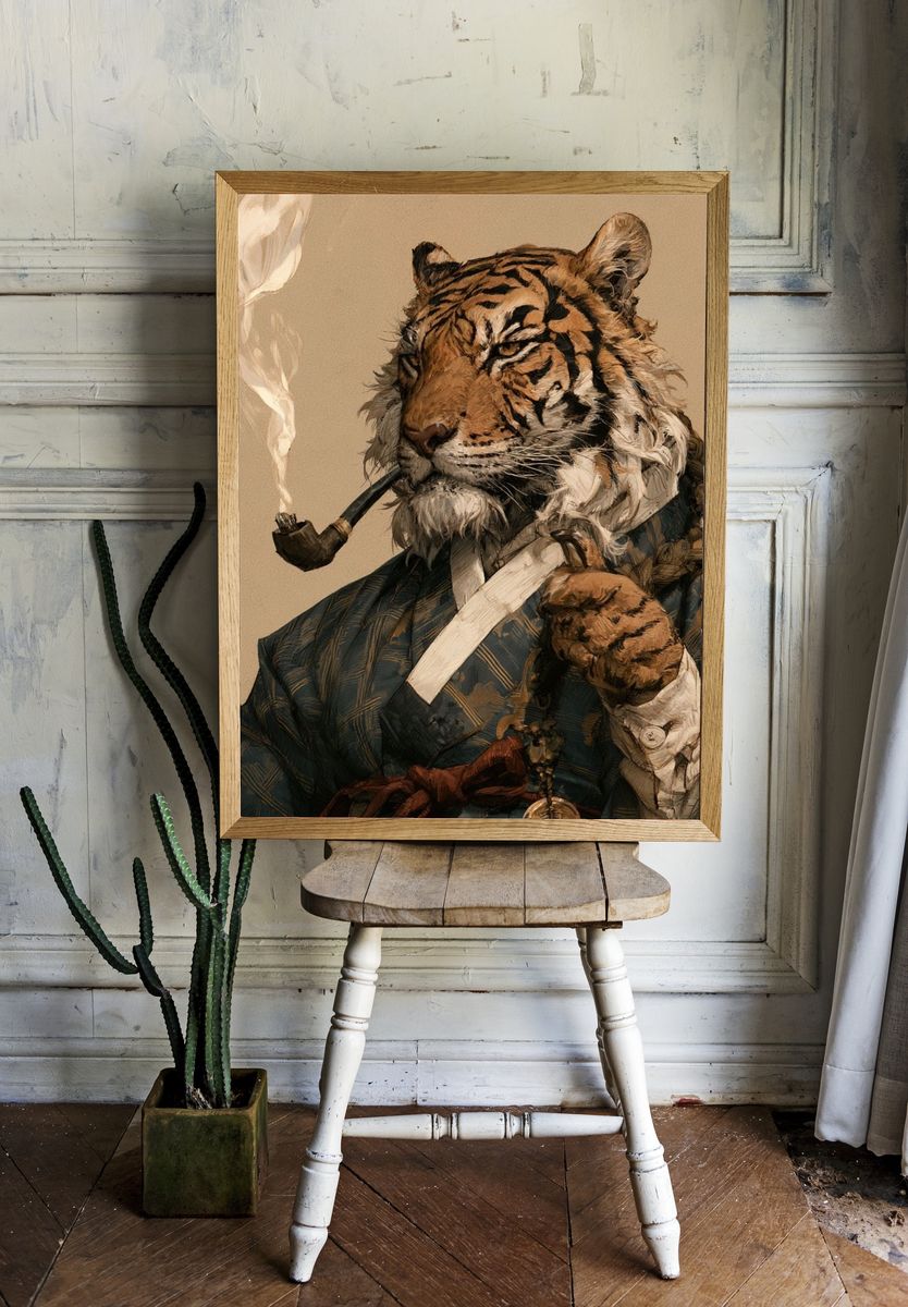 Gentleman Tiger Portrait Print. — room view 1