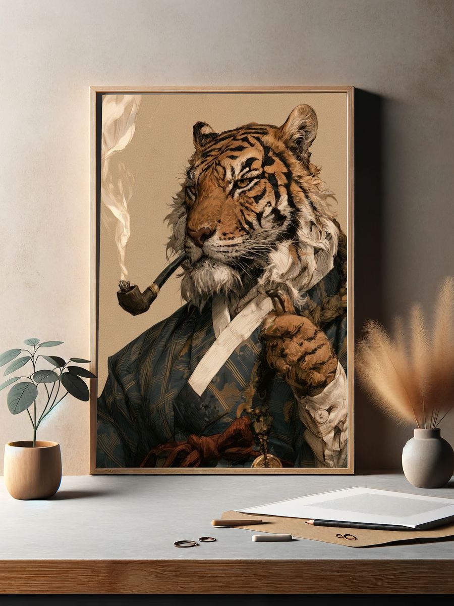 Gentleman Tiger Portrait Print. — room view 2