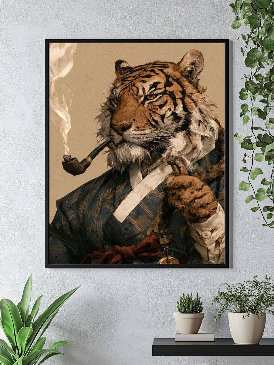 Gentleman Tiger Portrait Print. — room view 4