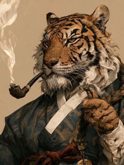 Gentleman Tiger Portrait Print.