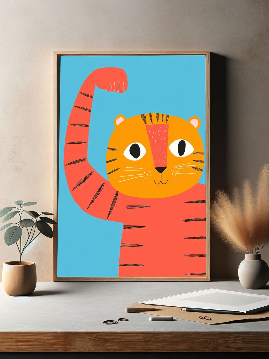 Strong Tiger Illustration Poster. — room view 2