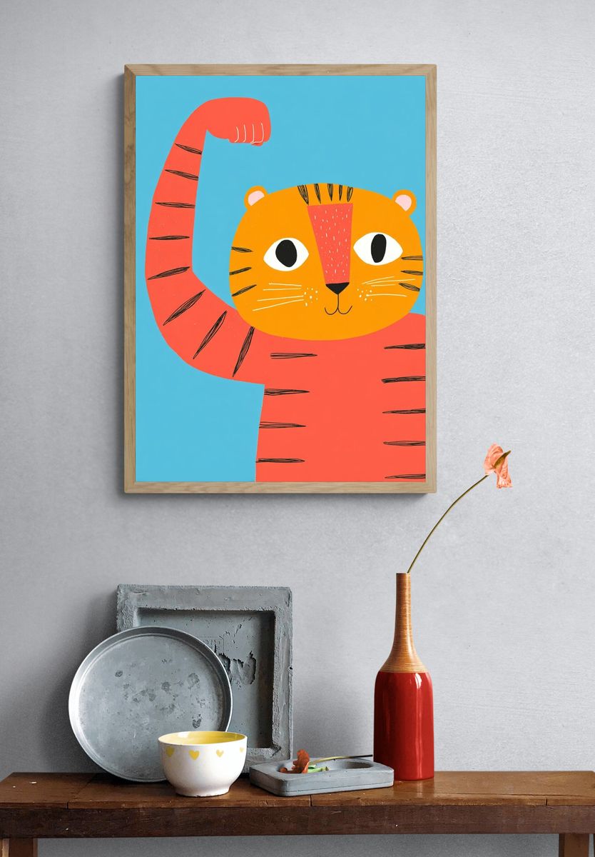 Strong Tiger Illustration Poster. — room view 3
