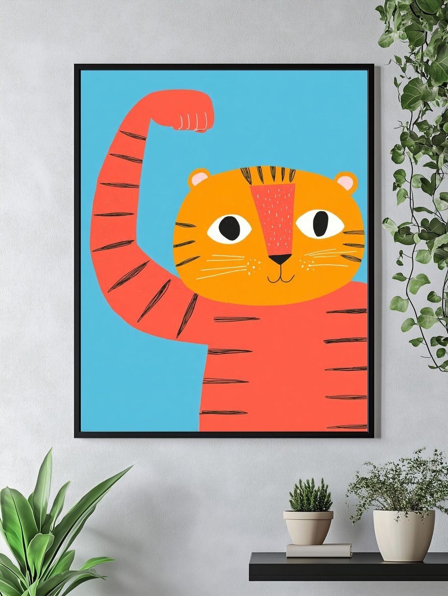 Strong Tiger Illustration Poster. — room view 4
