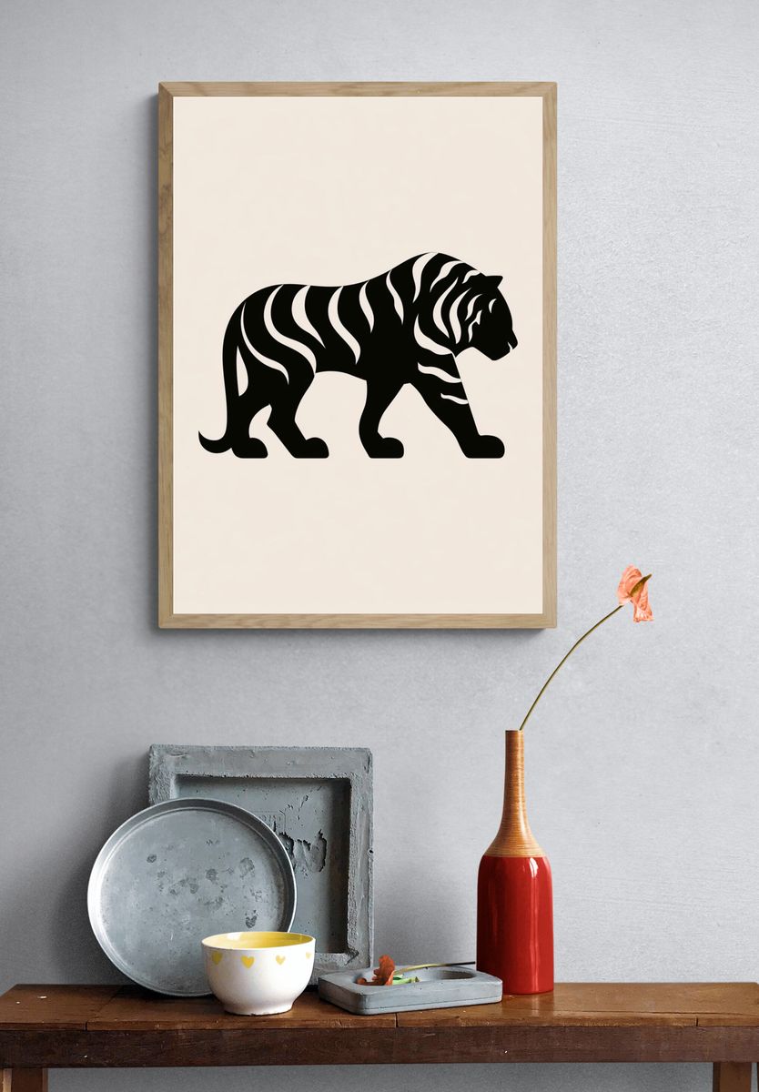 Walking Tiger Minimalist Print. — room view 3