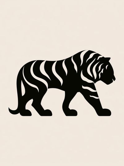 Walking Tiger Minimalist Print.