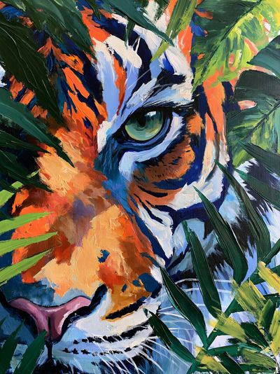Tiger Jungle Portrait Print. poster