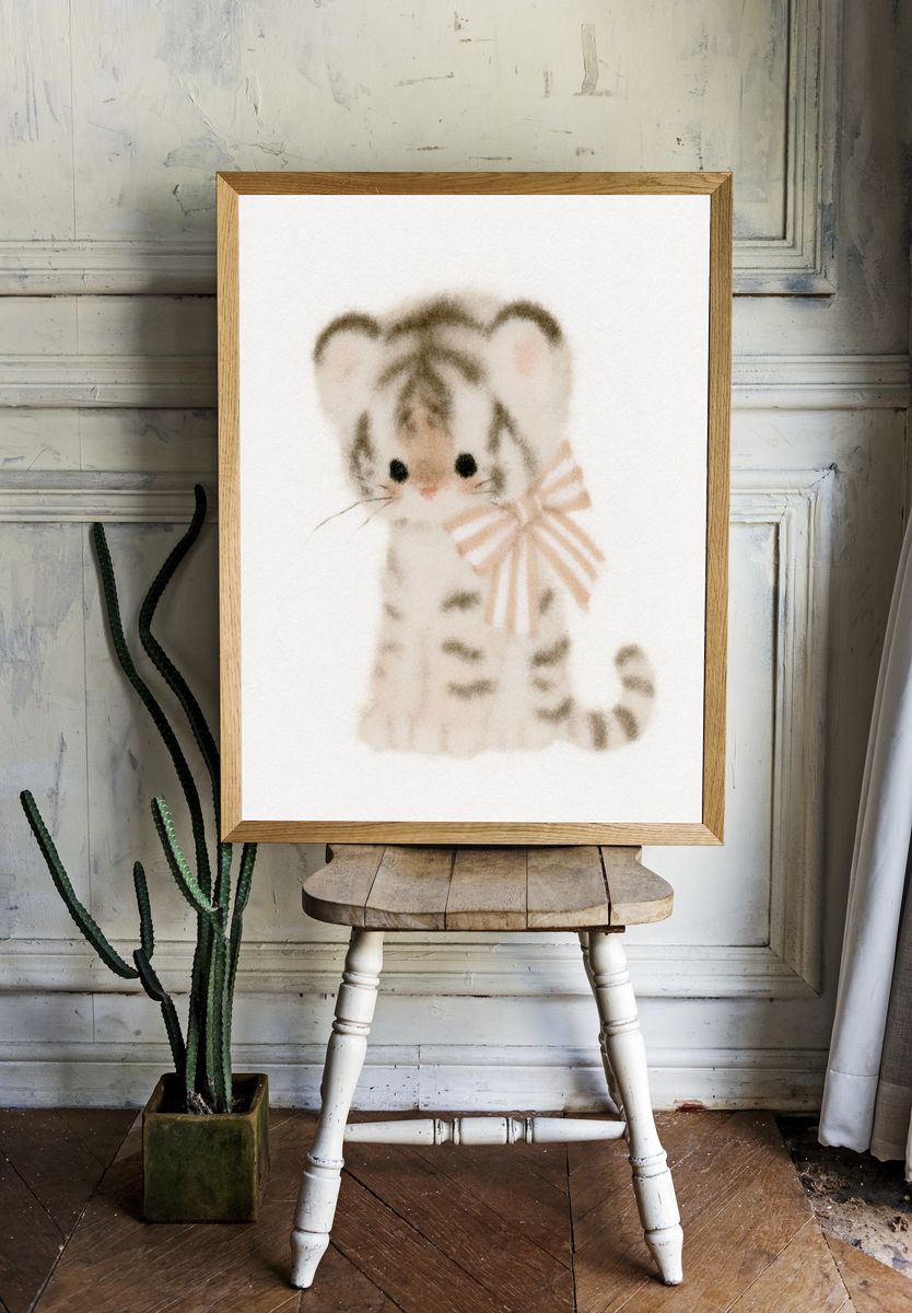 Baby Tiger Watercolor Poster. — room view 1