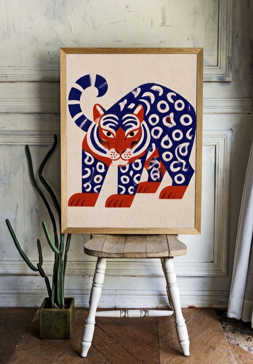 Decorative Tiger Illustration Poster. room preview
