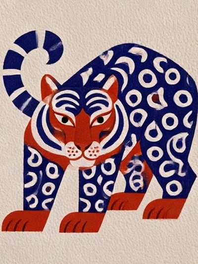 Decorative Tiger Illustration Poster.