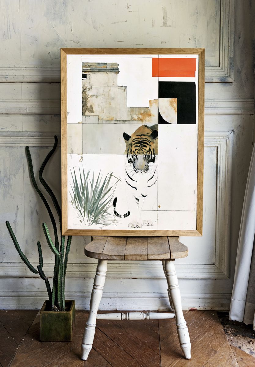Tiger Collage Illustration Poster. room preview