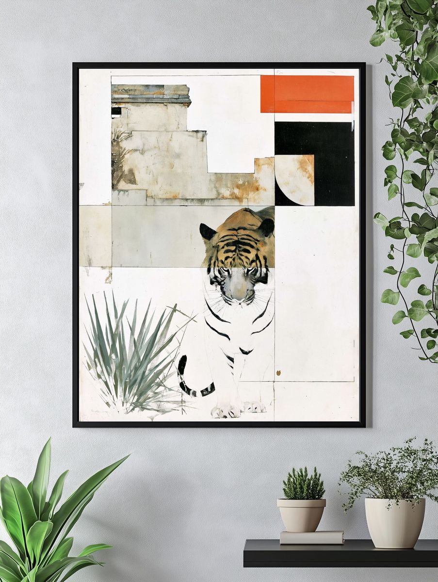 Tiger Collage Illustration Poster. — room view 4