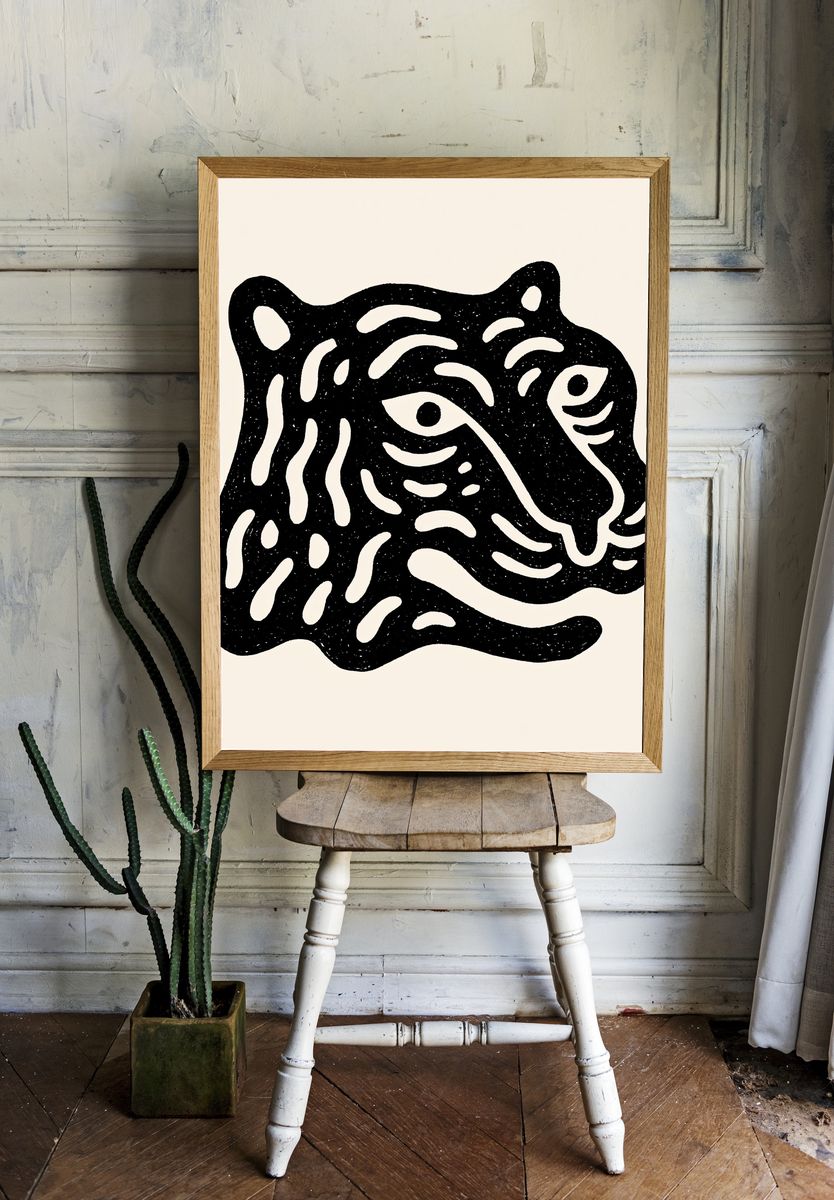 Abstract Tiger Face Print. room preview