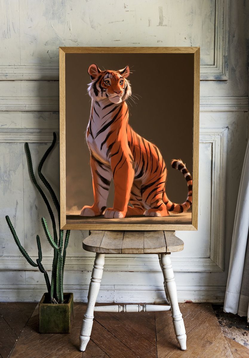 Majestic Tiger Digital Art Poster. — room view 1