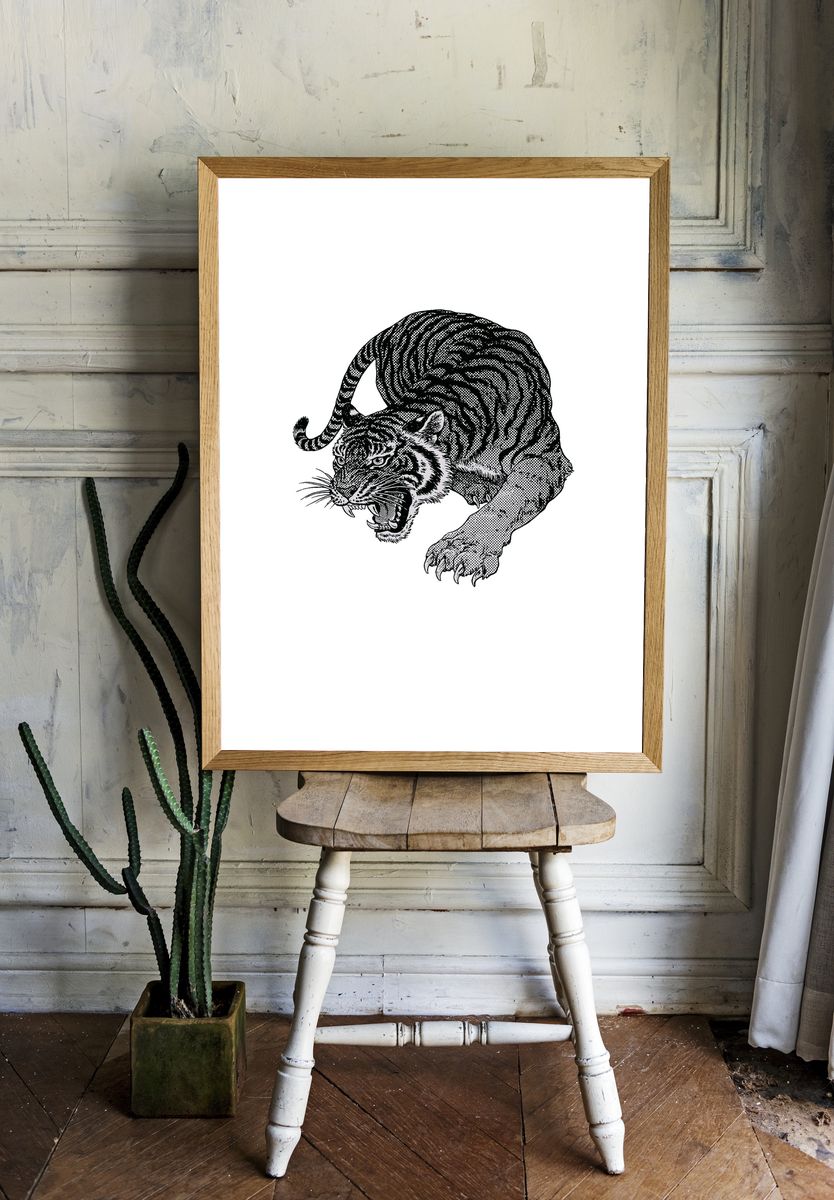 Roaring Tiger Ink Print. room preview