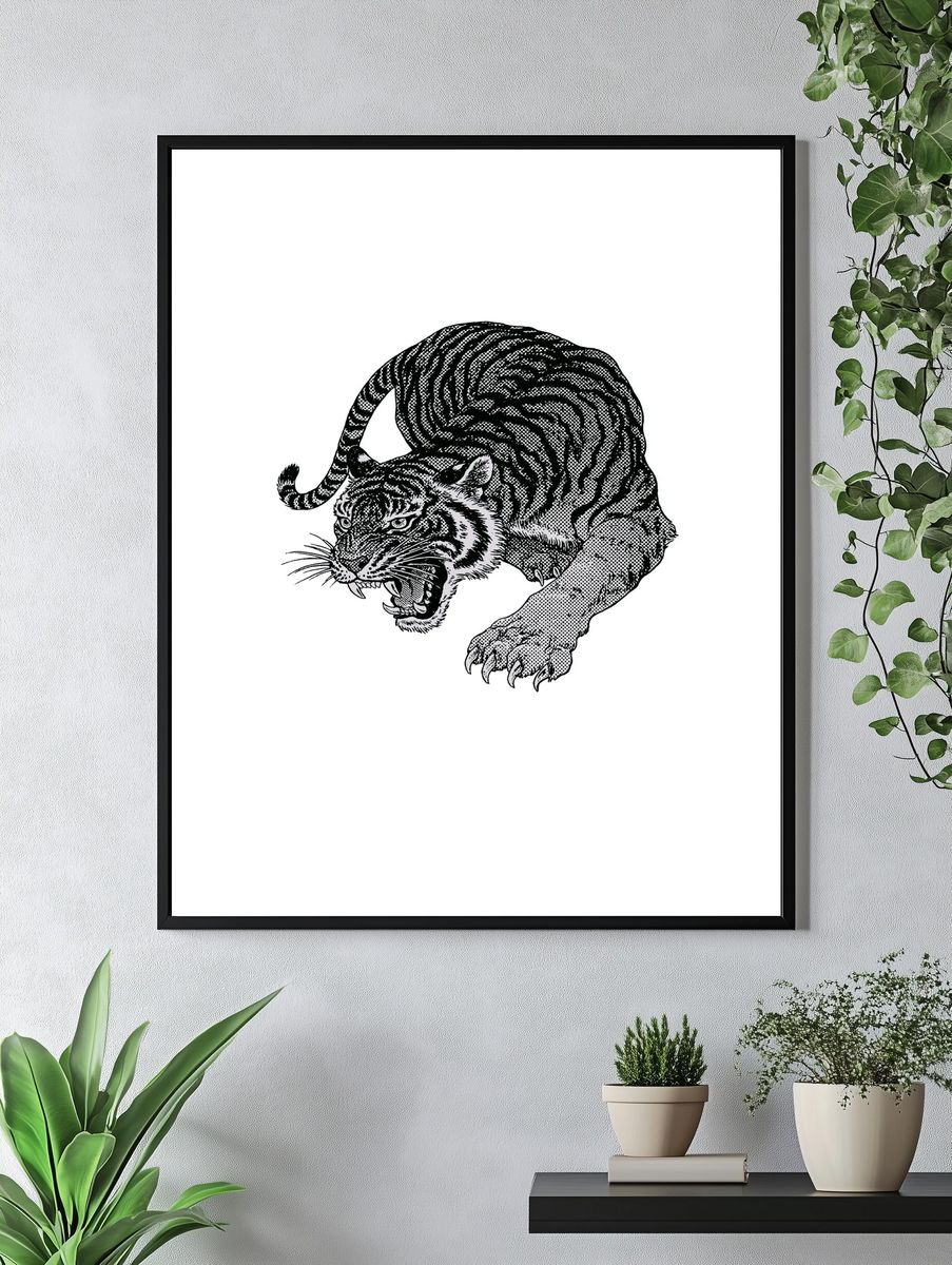 Roaring Tiger Ink Print. — room view 4