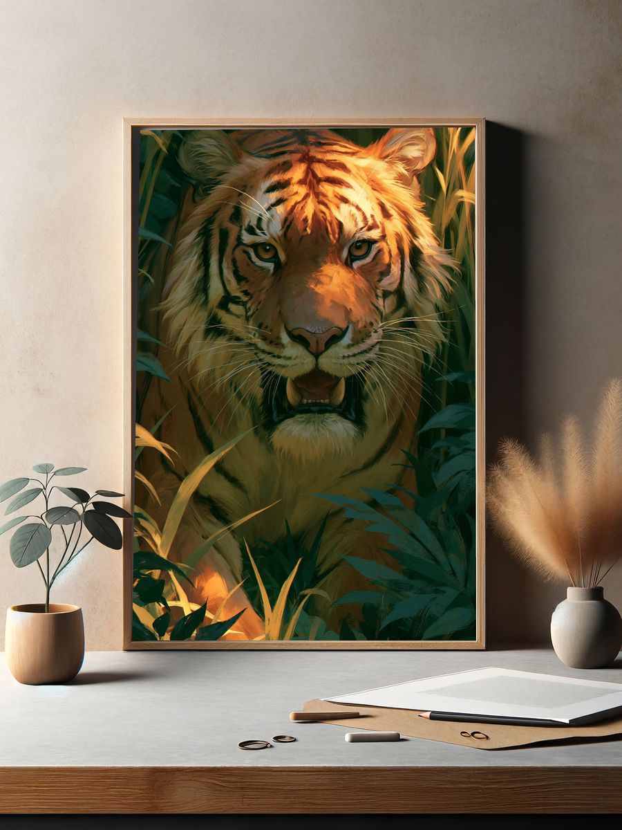 Tiger in Jungle Illustration Poster. — room view 2