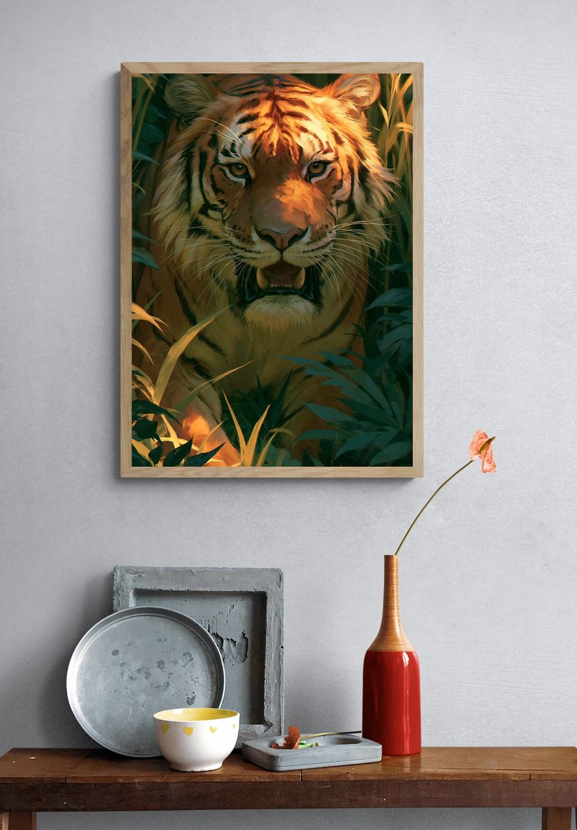 Tiger in Jungle Illustration Poster. — room view 3