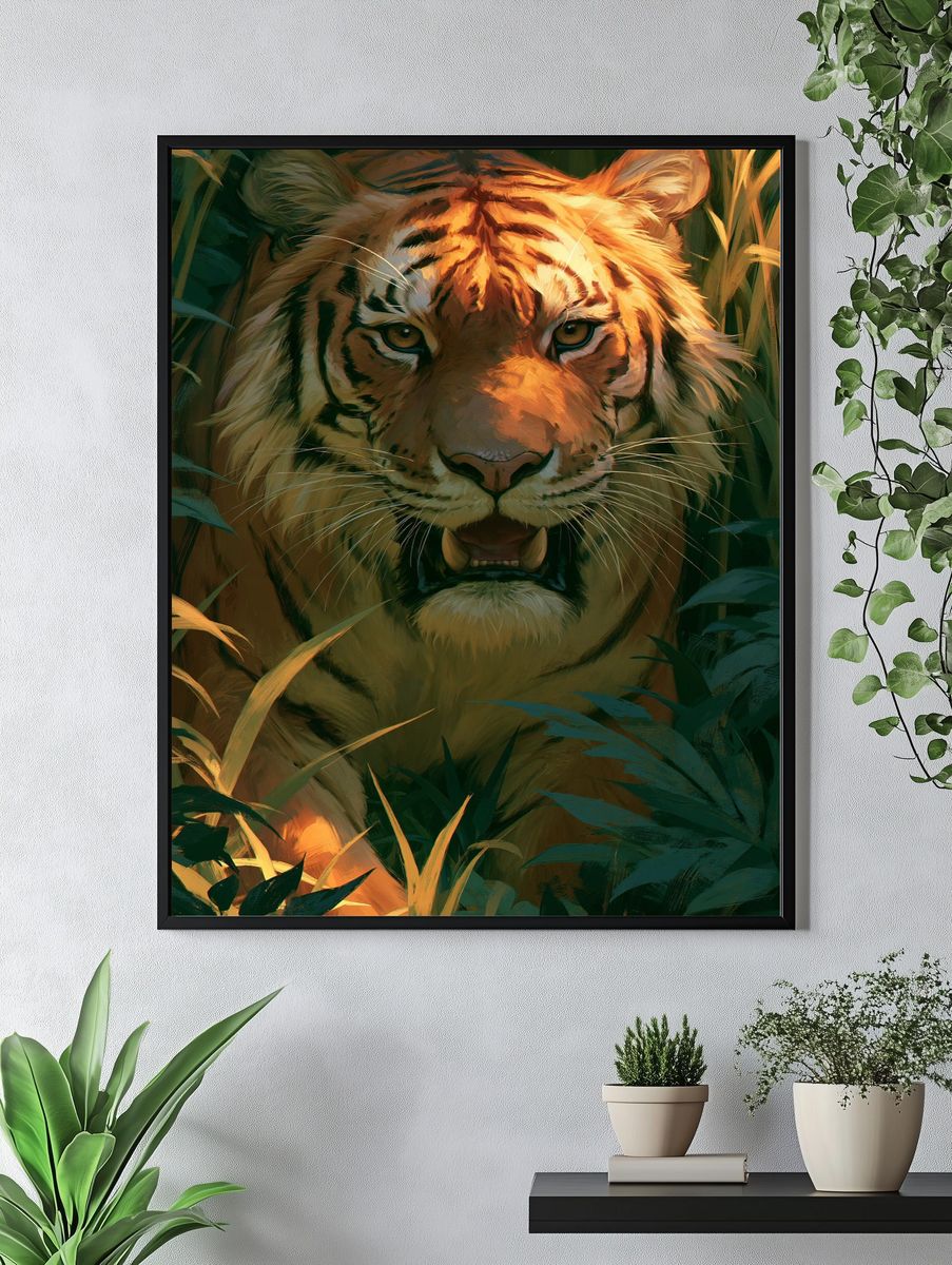 Tiger in Jungle Illustration Poster. — room view 4
