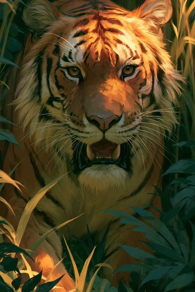 Tiger in Jungle Illustration Poster.
