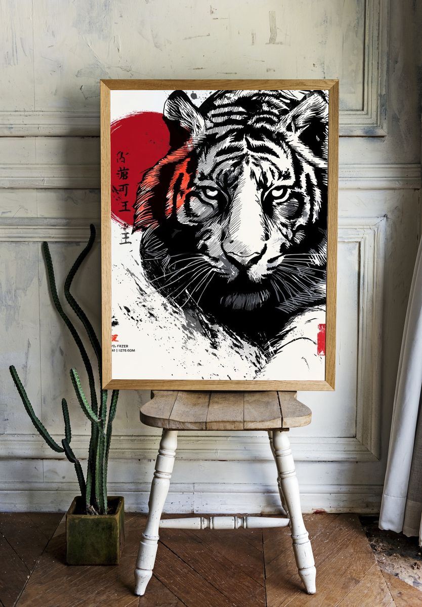 Tiger Ink Brush Poster. — room view 1