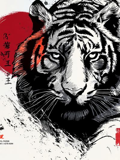 Tiger Ink Brush Poster.