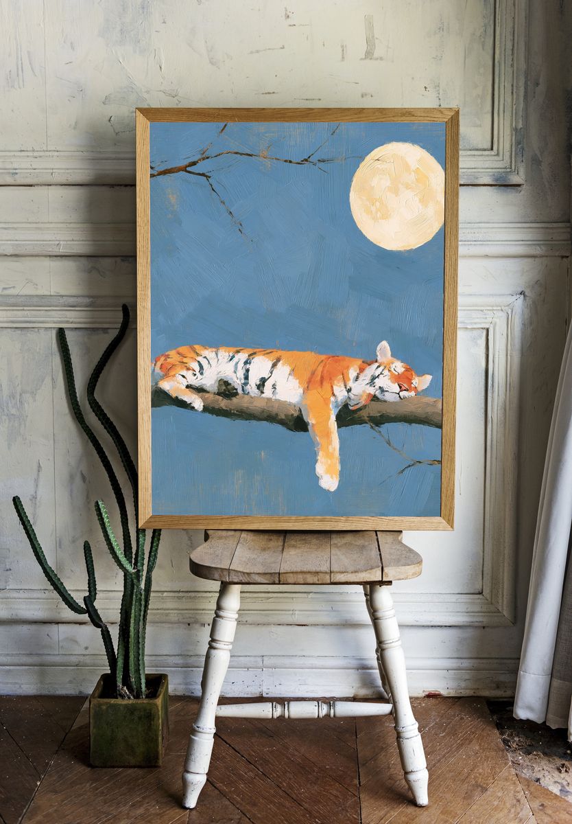Sleeping Tiger Moonlight Poster. — room view 1