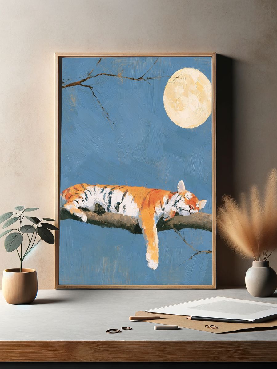 Sleeping Tiger Moonlight Poster. — room view 2