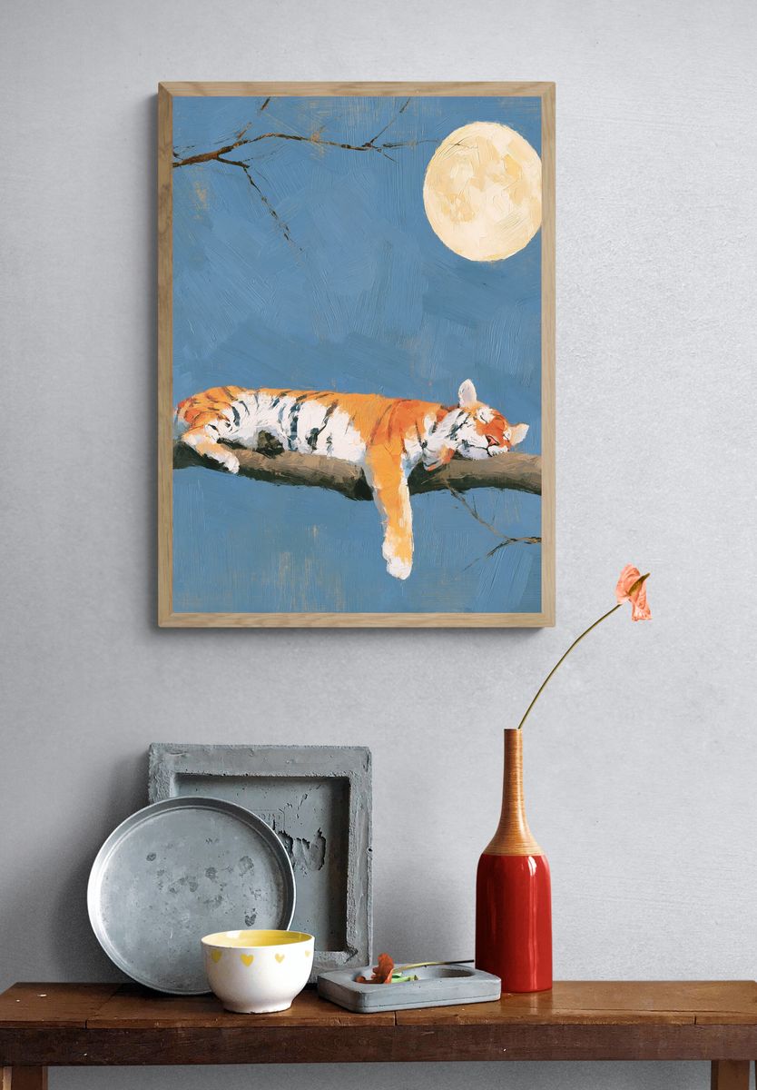 Sleeping Tiger Moonlight Poster. — room view 3