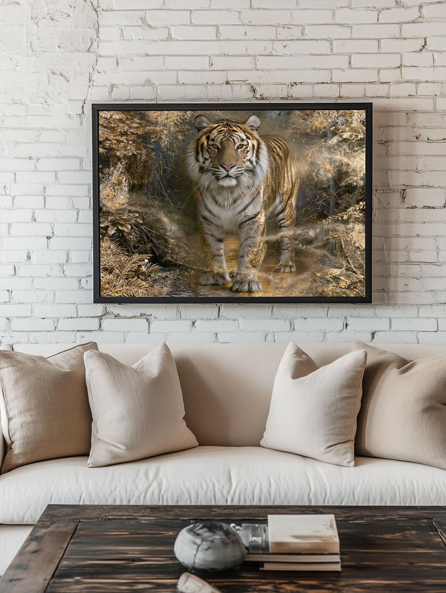 Golden Tiger Jungle Poster. room preview