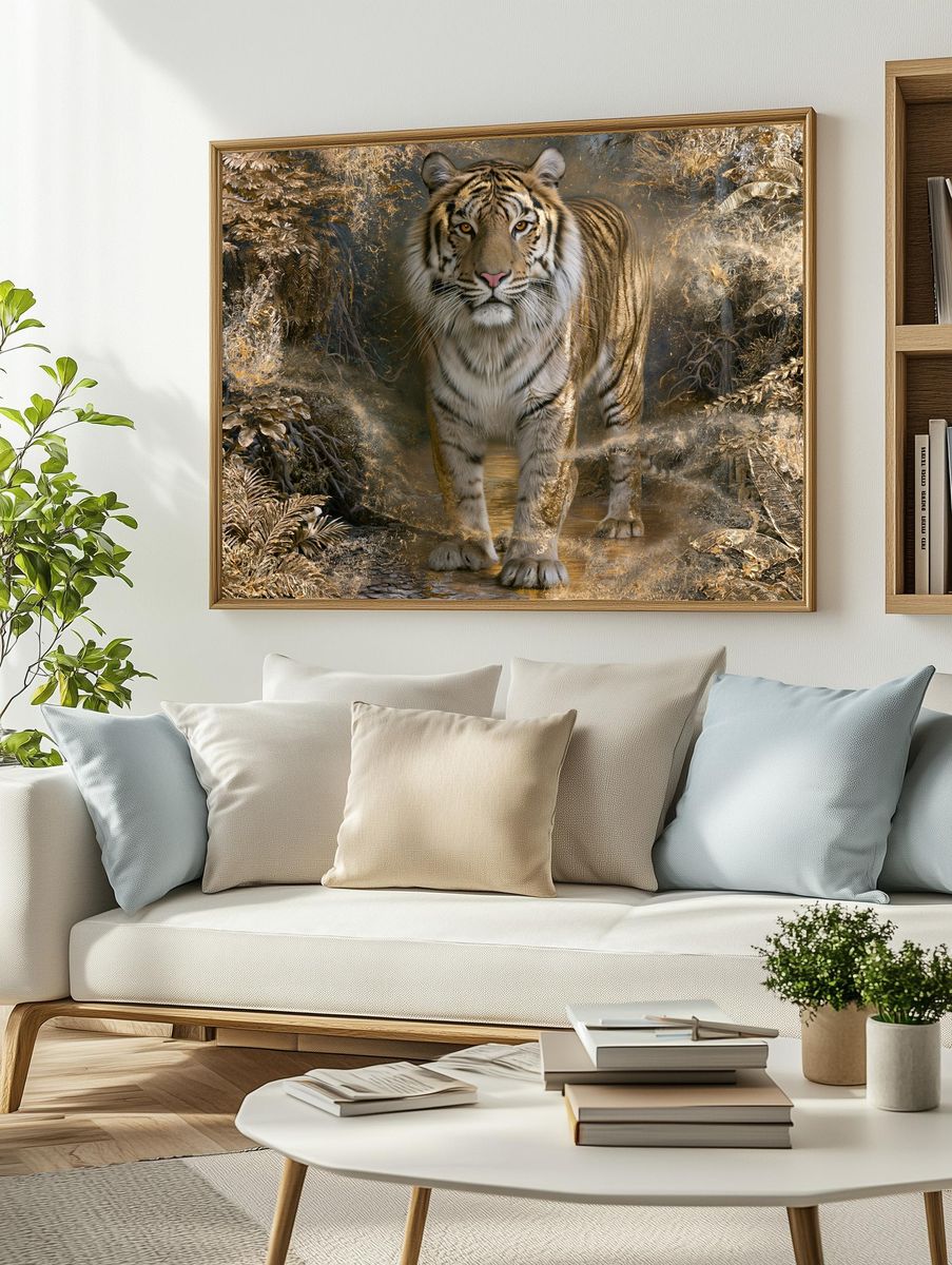 Golden Tiger Jungle Poster. — room view 2