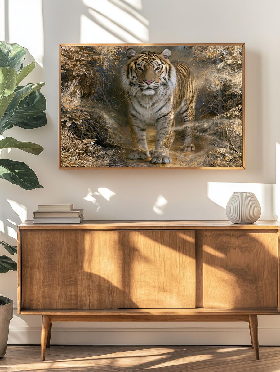 Golden Tiger Jungle Poster. — room view 3