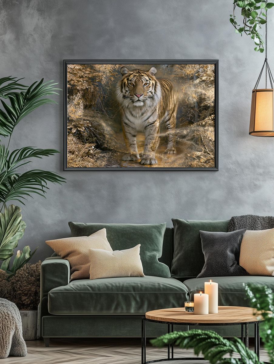 Golden Tiger Jungle Poster. — room view 4