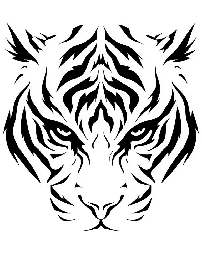 Tiger Face Line Art Poster. poster detail