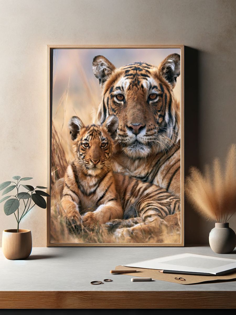 Tiger Mother and Cub Photography Poster. — room view 2