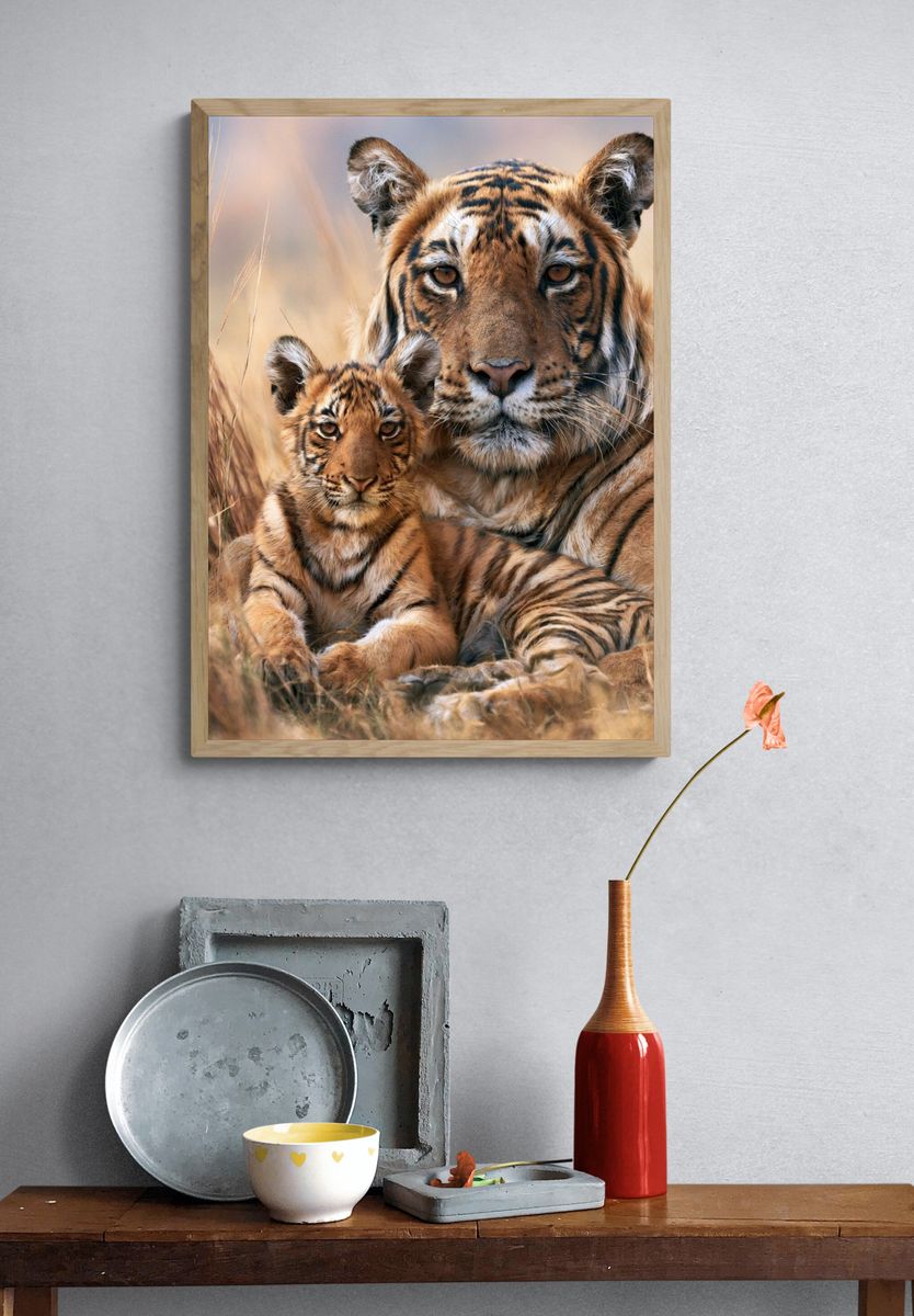 Tiger Mother and Cub Photography Poster. — room view 3