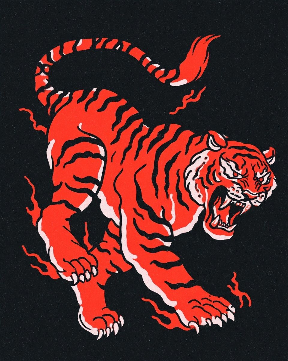 Roaring Tiger Illustration Poster. poster — illustration art