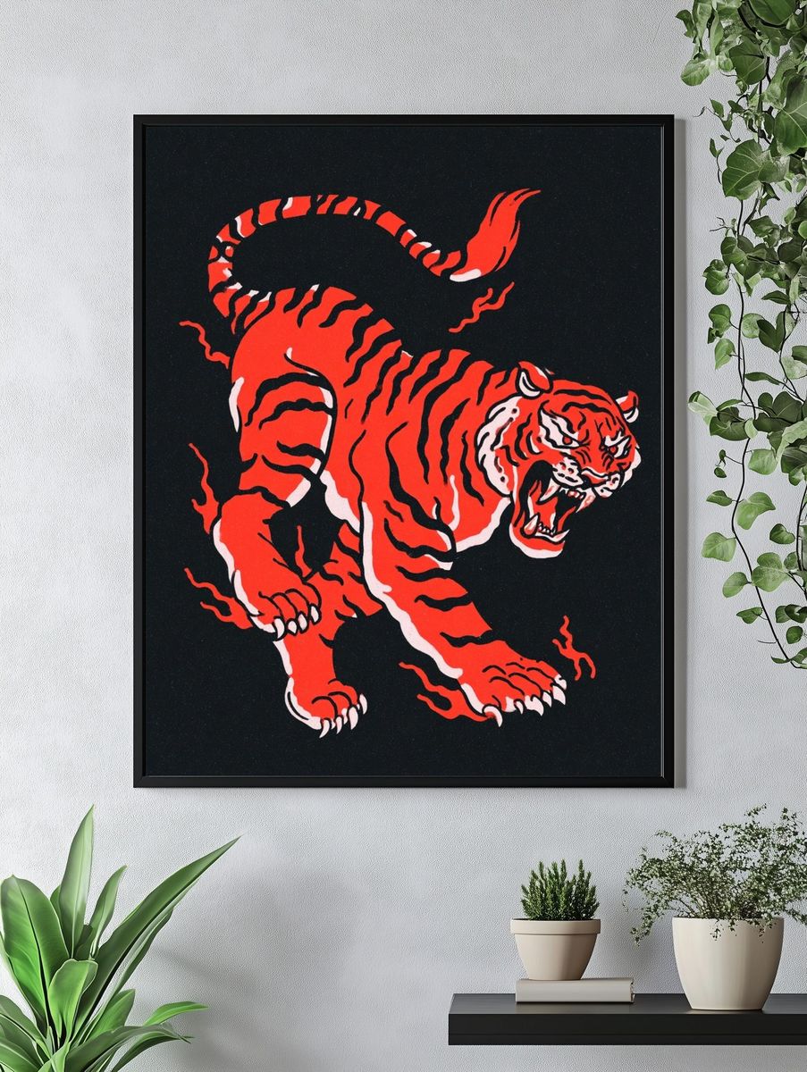 Roaring Tiger Illustration Poster. — room view 4