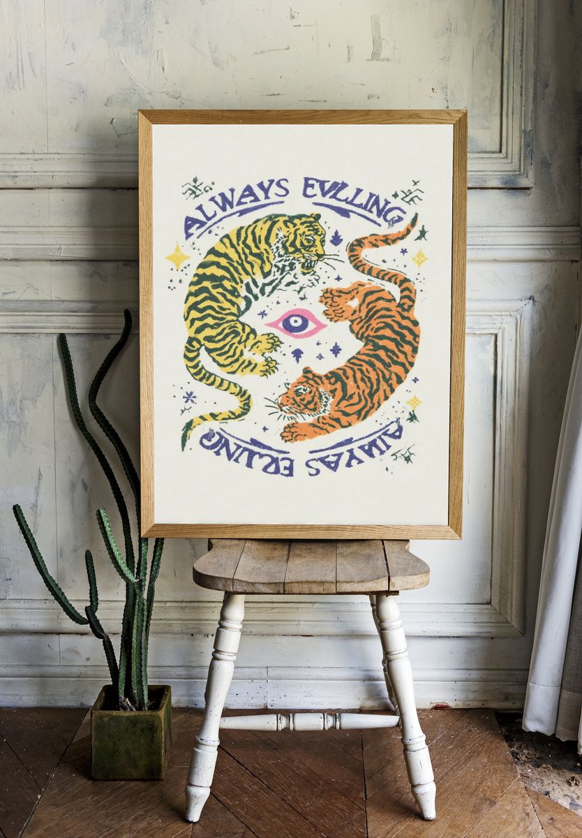 Always Evolving — Tiger Illustration Print. — room view 1