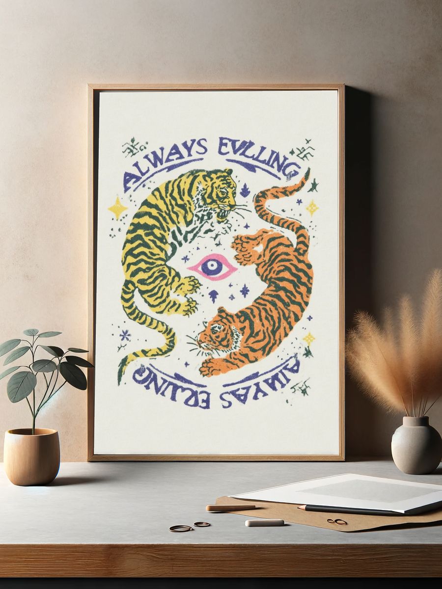 Always Evolving — Tiger Illustration Print. — room view 2