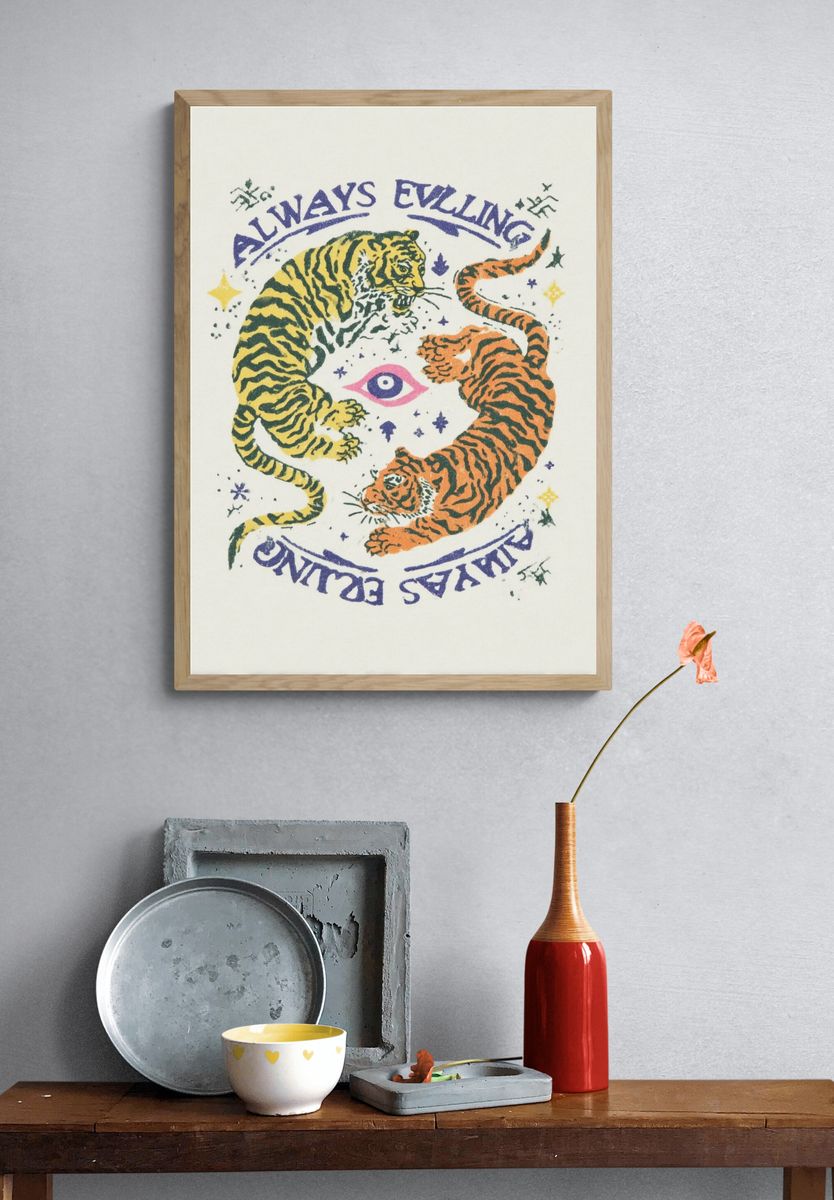 Always Evolving — Tiger Illustration Print. — room view 3
