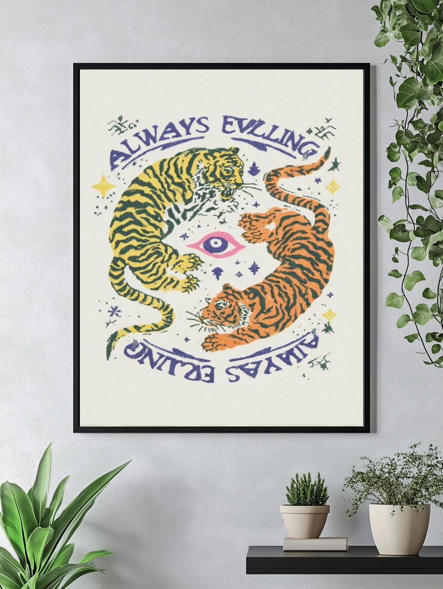 Always Evolving — Tiger Illustration Print. — room view 4