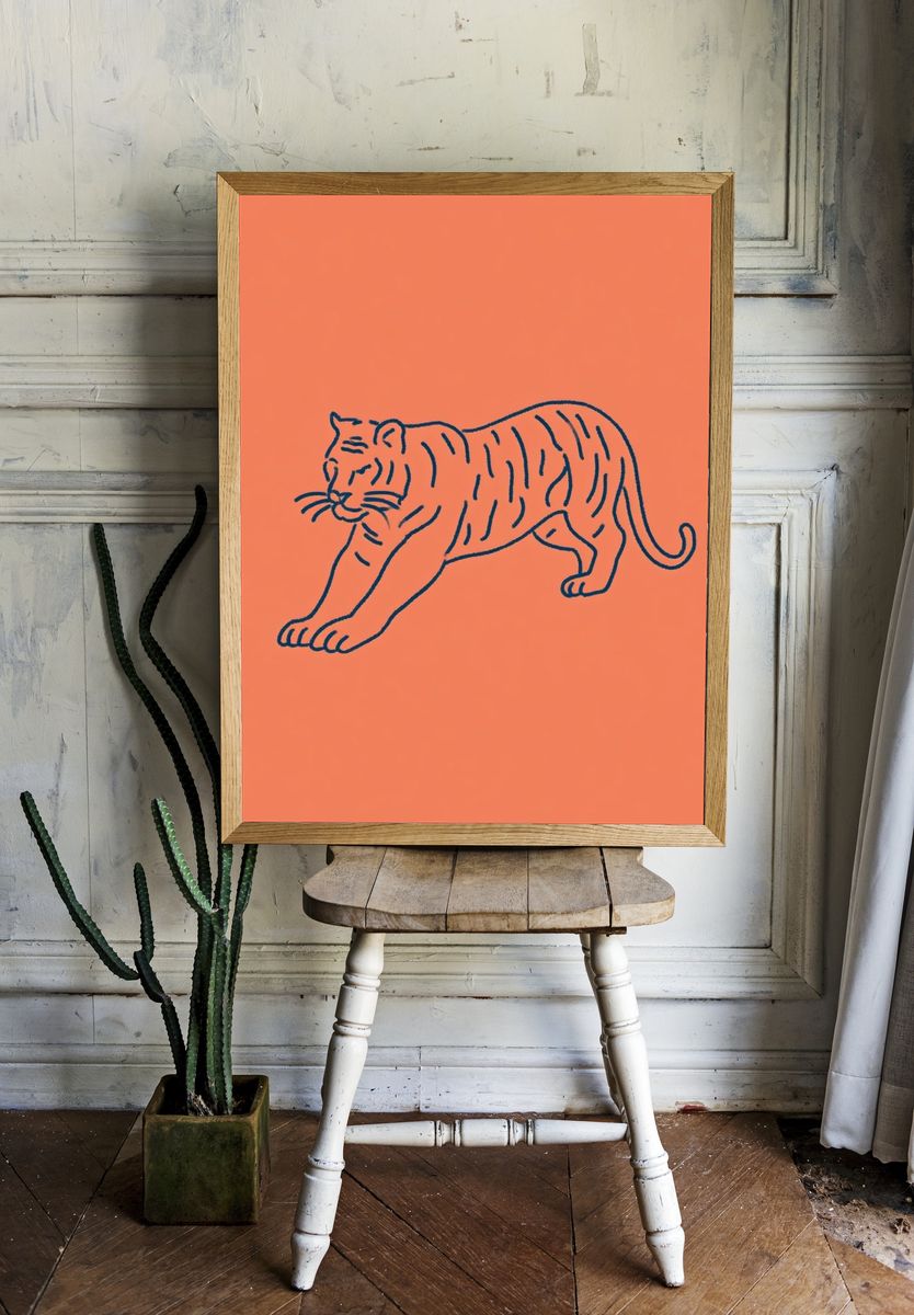 Tiger Line Art Poster. room preview
