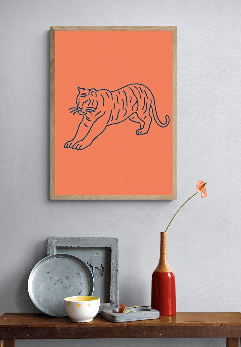Tiger Line Art Poster. — room view 3