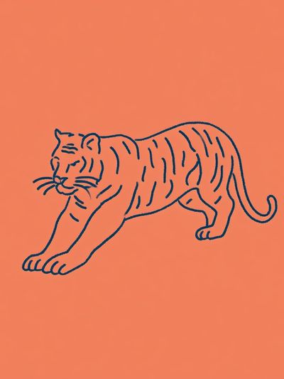 Tiger Line Art Poster.