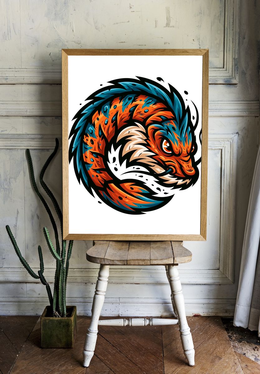 Tiger Head Digital Art Poster. room preview