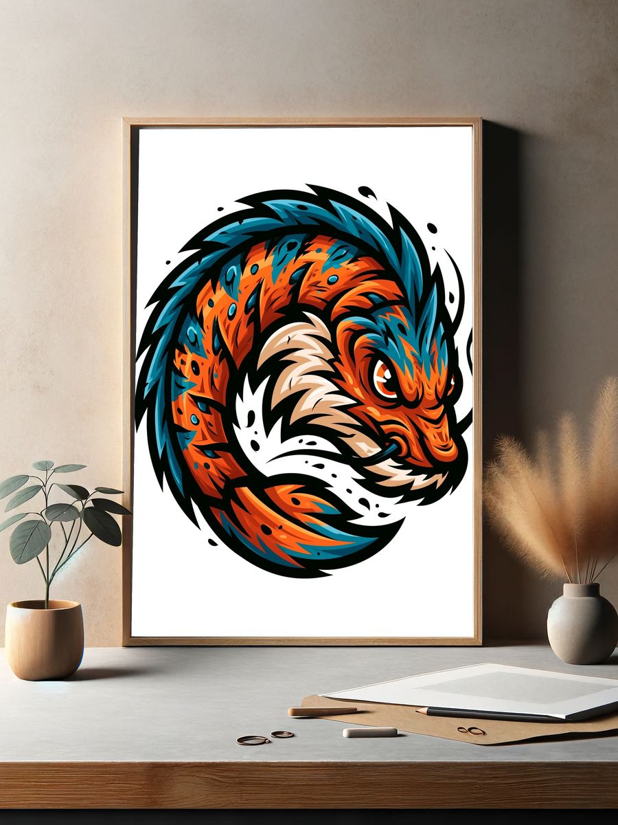 Tiger Head Digital Art Poster. — room view 2