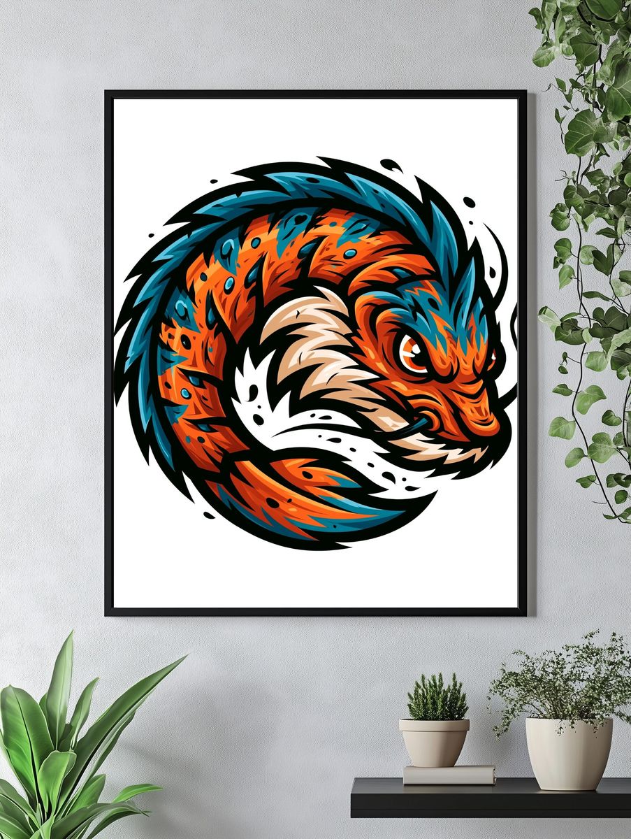 Tiger Head Digital Art Poster. — room view 4